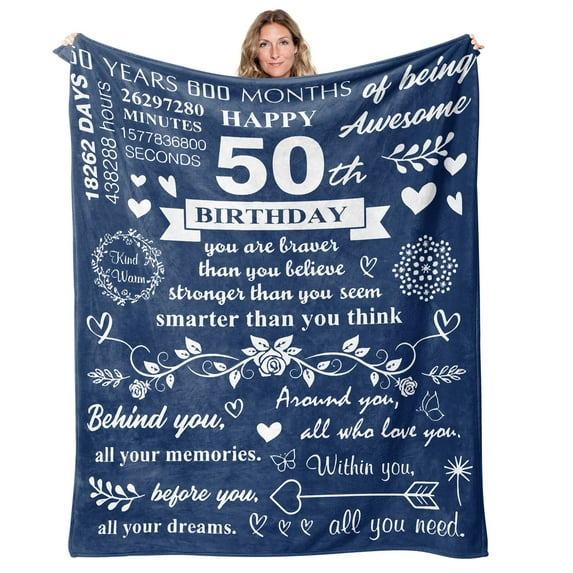 50th Birthday Gifts for Women Best 1975 Birthday Decorations for Mom Aunt Friends,Back in 1975 Unique 50 Year Old Birthday Blanket for Her,Soft Comfortable Blanket 50''x60''
