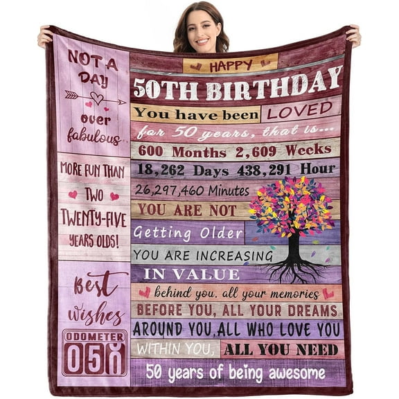 50th Birthday Gifts for Women Blanket,50th Birthday Gift Ideas,50th Birthday Decorations,50 Birthday Gifts for Women,50 Year Old Gifts for Women,1973 Birthday Gifts for Women,Throw Blanket