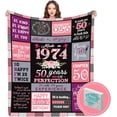 thumbnail image 1 of 50th Birthday Gifts for Women Blanket 60"x50", 50th Birthday Gift Ideas, 50 Birthday Gifts for Women, 50 Year Old Birthday Gifts for Women, 50th Birthday Decorations for Women, 1 of 5