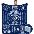 thumbnail image 1 of 50th Birthday Gifts for Women Blanket 60"x50", 50th Birthday Gift Ideas, 50 Birthday Gifts for Women, 50 Year Old Birthday Gifts for Women, 50th Birthday Decorations for Women, 1 of 5