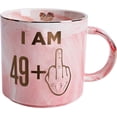 thumbnail image 1 of 50th Birthday Gifts for Women - Funny Turning 50 Year Old Birthday Gift Ideas for Wife, Mom, Daughter, Sister, Aunt, Best Friends, BFF, Coworkers - Fabulous Pink Marble Mug, Ceramic 11.5oz Coffee Cup, 1 of 7