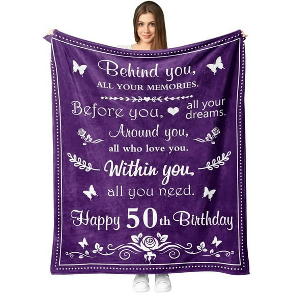 50th Birthday Gifts for Women, Gifts for 50 Year Old Woman, 50 Year Old Gifts for Women Men, 50th Birthday Gifts Ideas, Gifts for 50th Birthday for Women, 50th Birthday Decor Blanket 50"×60"