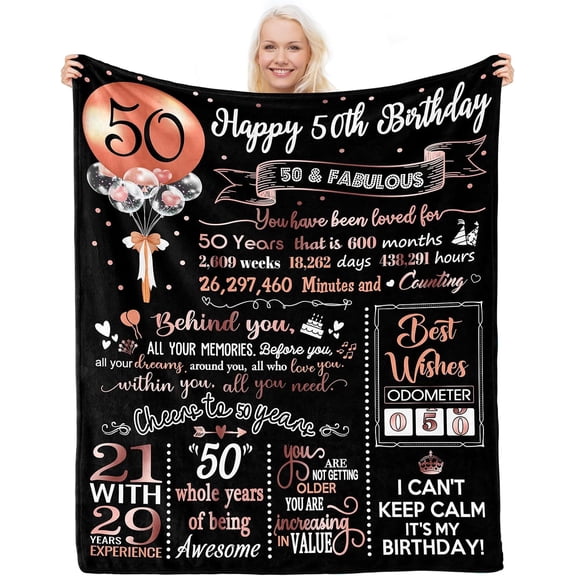 50th Birthday Gifts for Women Men 1973 50th Birthday Blanket Happy 50th Birthday Gifts Decorations 50th Birthday Gift Ideas Cool 50 Year Old Gifts for Women Friends Wife Husband Sister Turning 50