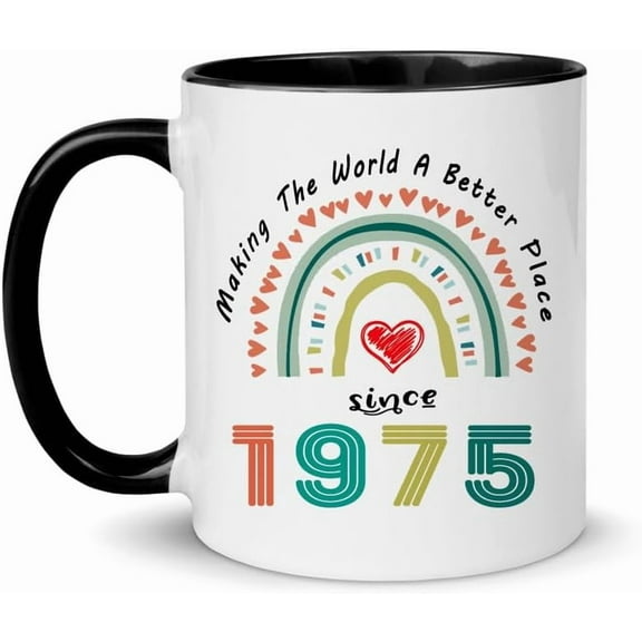 50th Birthday Gifts for Women Men, 50 Year Old Gifts for Her Him, Gift Ideas for 50 Year Old Woman Man, 50th Gift for Turning 50, Making The World A Better Place Since 1975 Birthday Mug