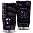 thumbnail image 1 of 50th Birthday Gifts for Women Men Friends Vintage 1973 Tumblers 50 Year Old Birthday Supplies Vintage 1973 Back in 1973 Old Time Information Stainless Steel Vacuum Insulated Tumblers 20oz, 1 of 6