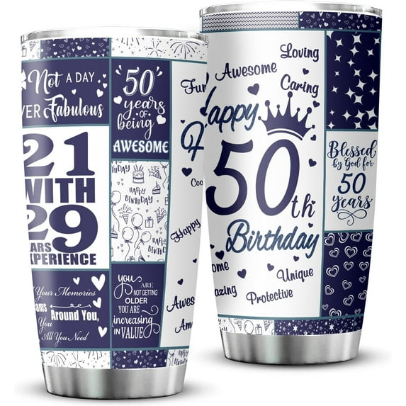 50th Birthday Gifts for Women Men Vintage 1973 Tumblers 50 Year Old Birthday Supplies Vintage 1973 Back in 1973 Old Time Information Stainless Steel Vacuum Insulated Tumblers 20 oz