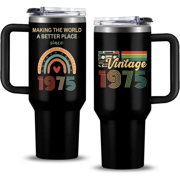 50th Birthday Gifts for Women/Men - Vintage 1975 Birthday Gifts for Women/Men - Birthday Gifts for 50 Year Old Woman/Man - Gift For Turning 50 - 50th Birthday Decorations - 50th Birthday Tumbler 40oz