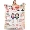 thumbnail image 1 of 50th Birthday Gifts for Women Personalized 50th Birthday Blanket 50th Birthday Decorations Gifts for Her 50 Year Old Gifts for Women Turning 50 and Fabulous Gifts for Mom Friend 1974 (Purple Photo), 1 of 5