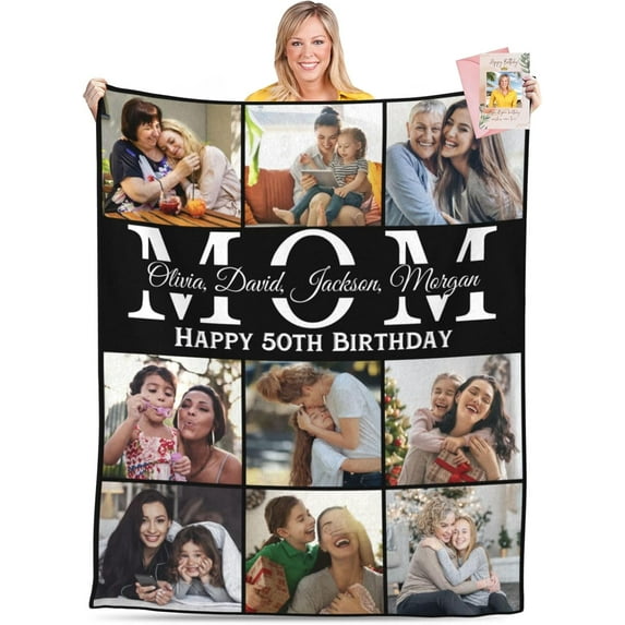 50th Birthday Gifts for Women Personalized 50th Birthday Blanket 50th Birthday Decorations Gifts for Her 50 Year Old Gifts for Women Turning 50 and Fabulous Gifts for Mom Friend 1974 (Purple Photo)