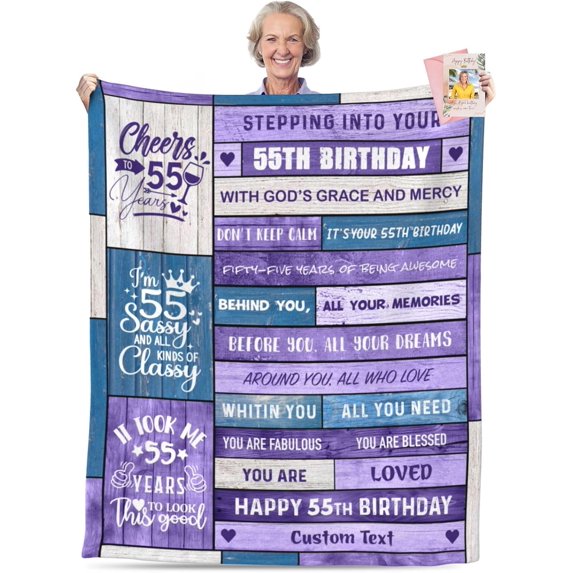 50th Birthday Gifts for Women Personalized Happy Birthday Blanket for Women 1974 Birthday Gifts for Her Mom Daughter Wife Sister Grandma Friends Ideas Birthday Decorations Purple Throw Blanket