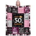 thumbnail image 1 of 50th Birthday Gifts for Women, Unique Happy Birthday Fleece Throw Blanket 50" x 60", Funny 50 Years Old Birthday Decorations Gifts, Best 50th Birthday Gfit Ideas for Mom, Wife, Sister, Friends, Female, 1 of 1