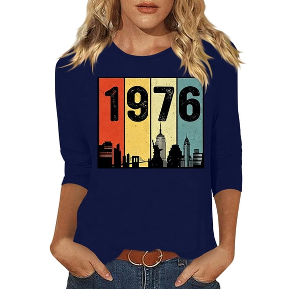 50th Birthday Gifts for Women Vintage 1976 T Shirts for Women 3/4 Length Sleeve Tops Retro Birthday Party Top Business Casual Outfits Short Sleeve Graphic Tee Tops 2026 Summer Beach Vacation Outfits