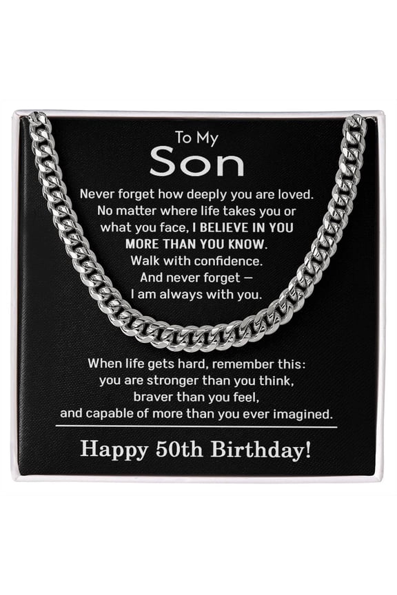 50th Birthday Gifts for Son - To My Son Necklace Title: Stainless Steel, Box Choice: Standard Box