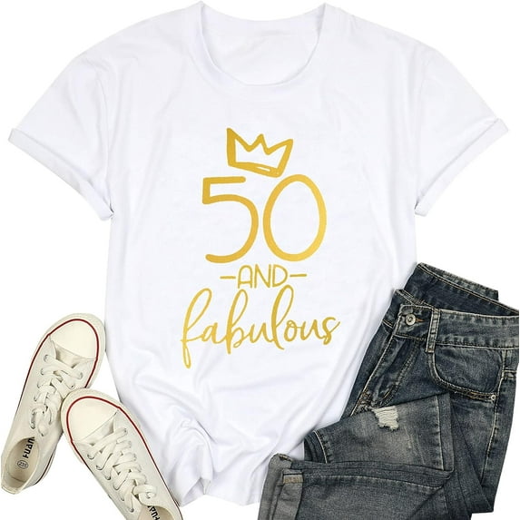50th Birthday Gifts for Women Fifty Birthday Shirts 50 Years Old Birthday Party Short Sleeve Graphic T-Shirt