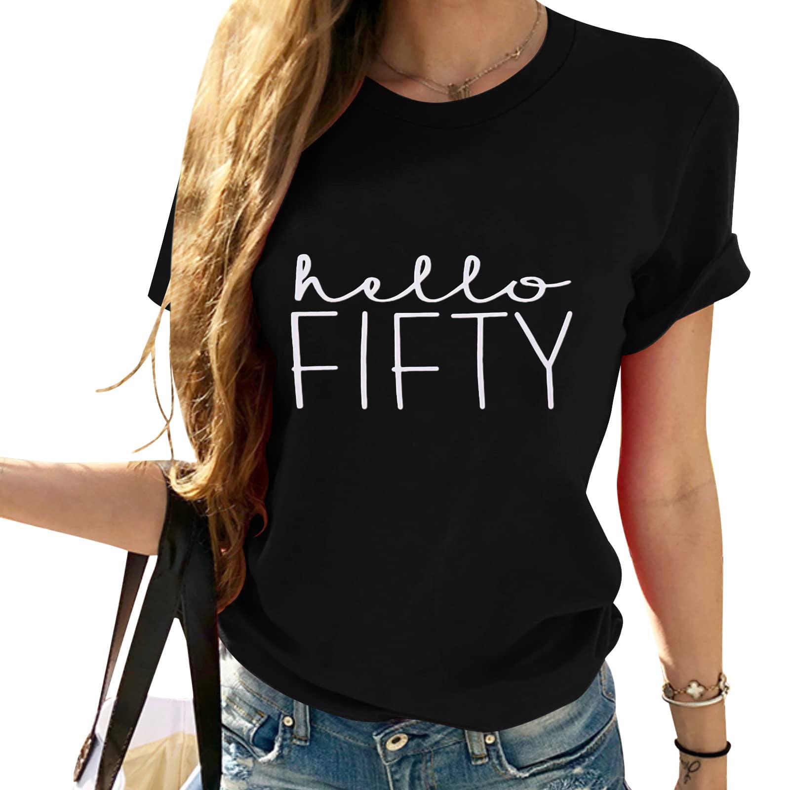 50th Birthday Gifts for Women Hello Fifty Birthday Graphic T Shirt 50 Years Old Birthday Party