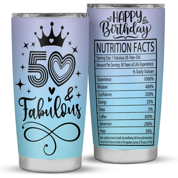 50th Birthday Gifts for Women Her, 50 and Fabulous Tumbler for Women 50 Year Old Birthday Gift Ideas, 50th Birthdays Decorations