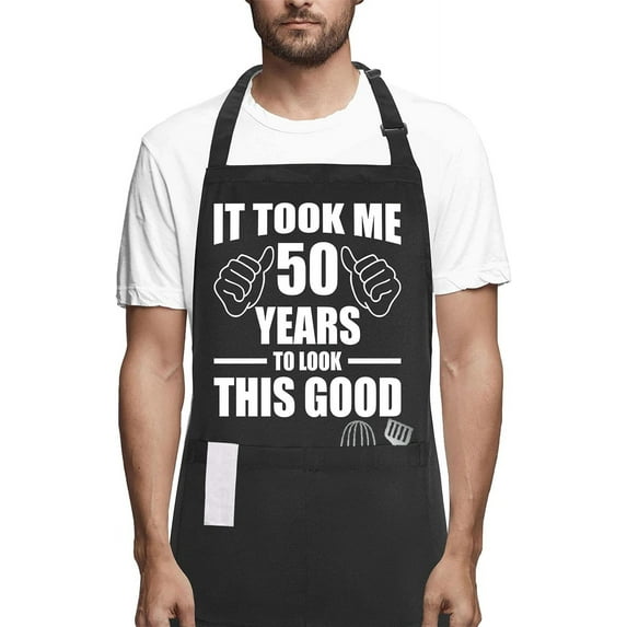 50th Birthday Gifts for Women Men, Funny Chef Aprons with Pockets