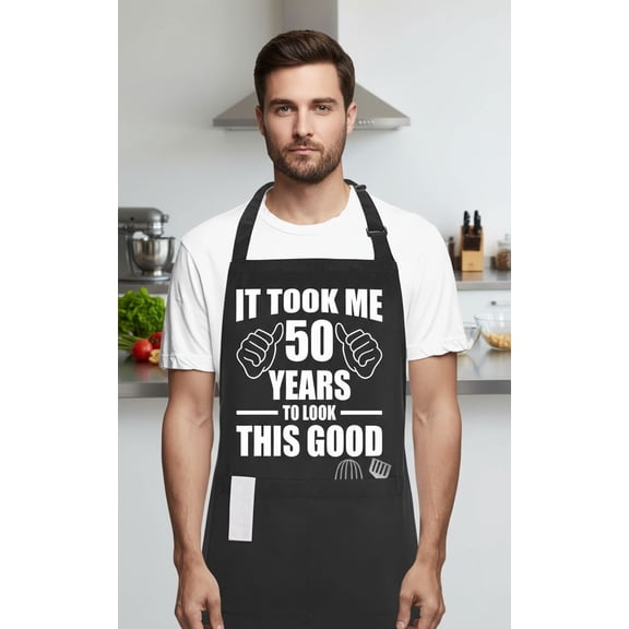 50th Birthday Gifts for Women Men, Funny Chef Aprons with Pockets