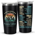 thumbnail image 1 of 50th Birthday Gifts for Women Men Parents 50 Years Old Gifts- 20 oz Double-sided Vintage 1974 with Time Information Tumbler Cup（black） Turning 50, 1 of 6