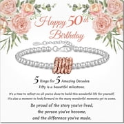 50th Birthday Gifts for Women Silver Ring Bracelet Birthday Gifts for Mom Daughter Grandma Sister Friends Coworker