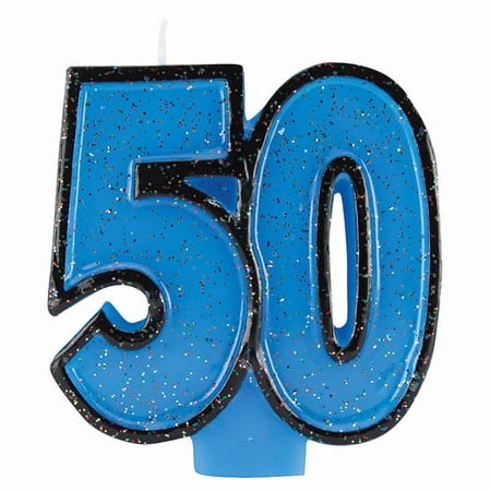 50th Birthday Glitter Wax Birthday Candle