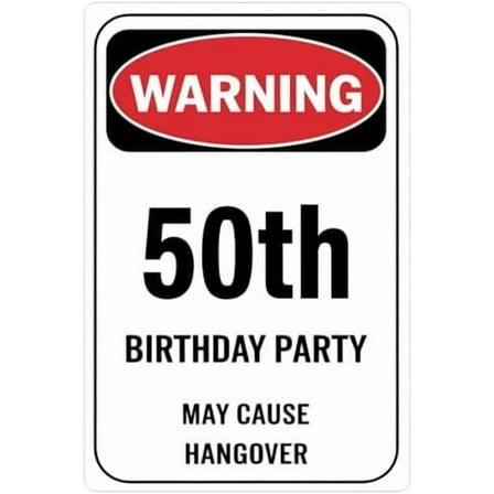 50th Birthday Hangover Metal Sign 8x12in Round Celebration Plaque for Party Wall Decor Milestone Gift