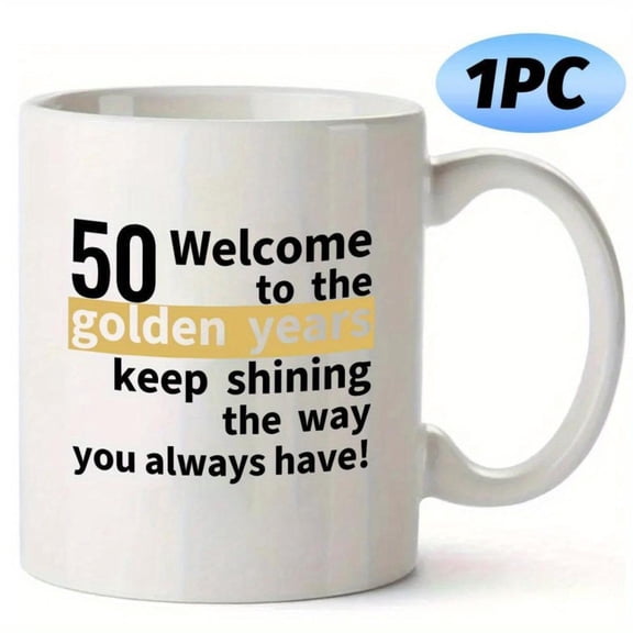 50th Birthday Mug 50th Birthday Mug Welcome to Golden Years Funny Ceramic Coffee Cup with Inspirational Quote White Black Design Mom Dad Husband Wife Men Women Coffee Mug