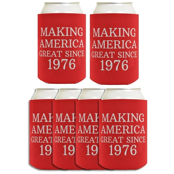 50th Birthday Party Supplies Making America Great Since 1976 50th Birthday Gifts for Women 6-Pack Can Drink Sleeves