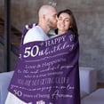 thumbnail image 1 of 50th Birthday Present for Women Blanket,Happy 50th Birthday Decorations Throw Blanket for Her 1973 Birthday Present for Wife Mom Men Cheers to 50 Years Present Purple 50" X 60", 1 of 6