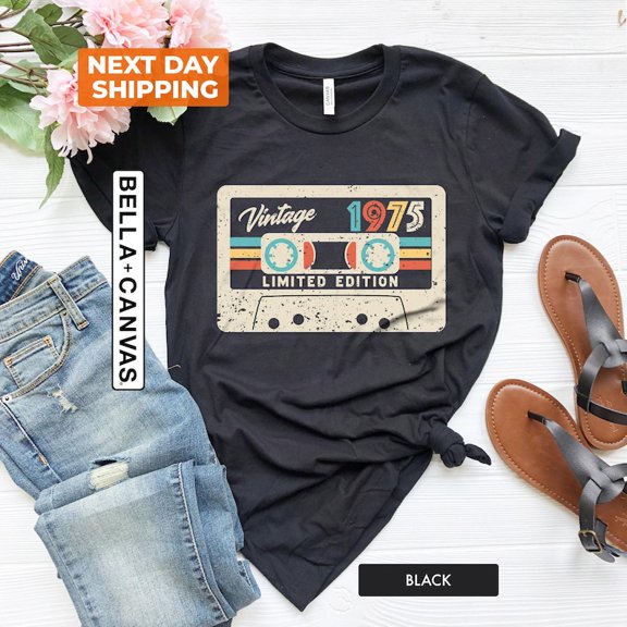50th Birthday Shirt, Vintage 1975 Limited Edition Cassette T-Shirt, 1975 Birthday Shirt, 50th Birthday Gift For Women, 50th Birthday Men Tee