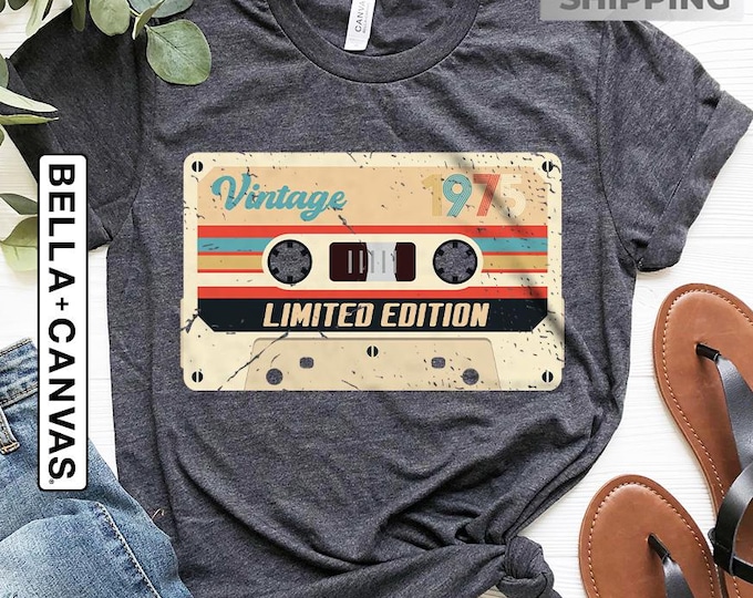 T-shirt Femme Anniversaire 50 Ans 1975 - Design Vintage Cassette | Cadeau Anniversaire, 100% Coton, Coupe Droite - 10
