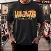 50th Birthday Shirt,Vintage 76,Funny 50 Years Old Tee,Born In 1976 T-Shirt,All Original Parts Retro Graphic Top,50th Birthday Gift Men Women
