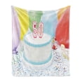 thumbnail image 1 of 50th Birthday Soft Flannel Fleece Throw Blanket, White Tasty Cake on the Table with Colorful Balloons Party, Cozy Plush for Indoor and Outdoor Use, 60" x 80", Multicolor, by Ambesonne, 1 of 6