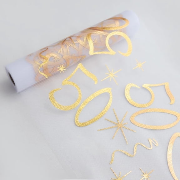 50th Birthday Table Runner Gold TulleTable Decorations for Adult Milestones Parties(11×197in)