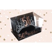 50th Birthday Tiara   Rose Gold Rhinestone Tiara, 50th Birthday Party Crown for Her
