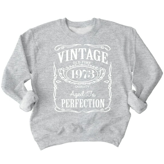 50th Birthday VINTAGE 1973 Crewneck Sweatshirt, 3XL, H. Grey