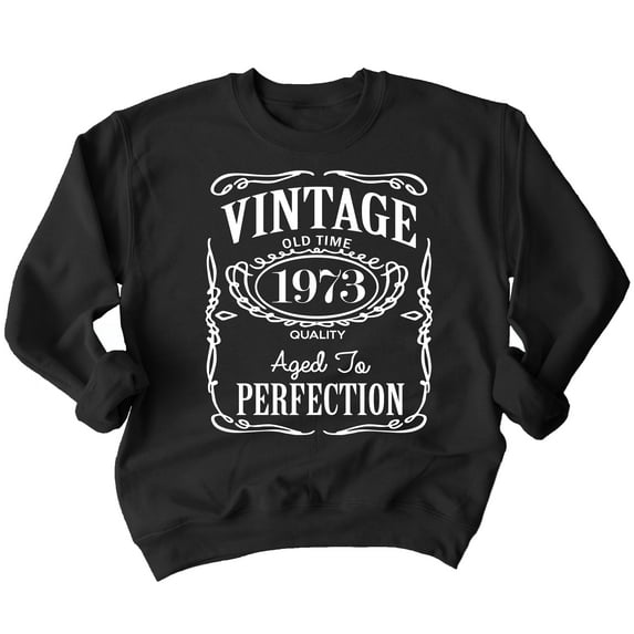 50th Birthday VINTAGE 1973 Crewneck Sweatshirt, XL, Black