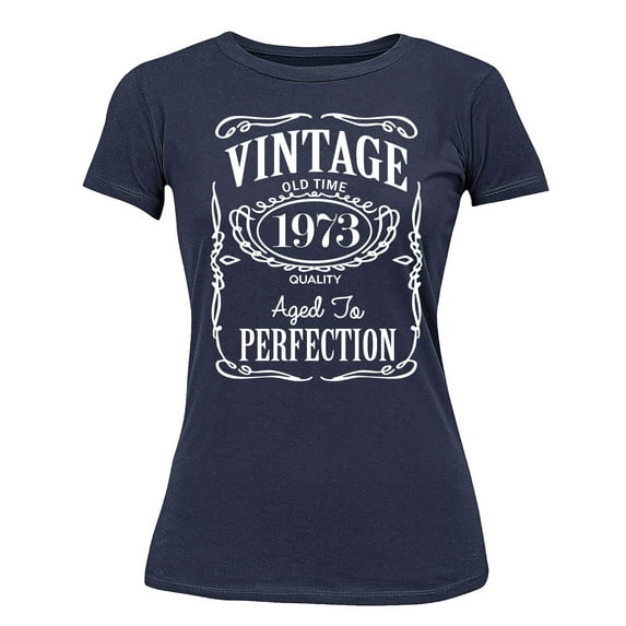 50th Birthday VINTAGE 1973 Women's T-shirt, S, Navy