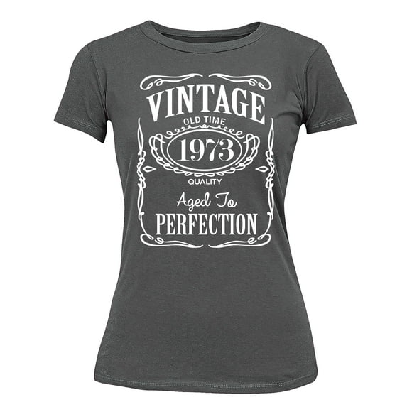 50th Birthday VINTAGE 1973 Women's T-shirt, XL, Charcoal