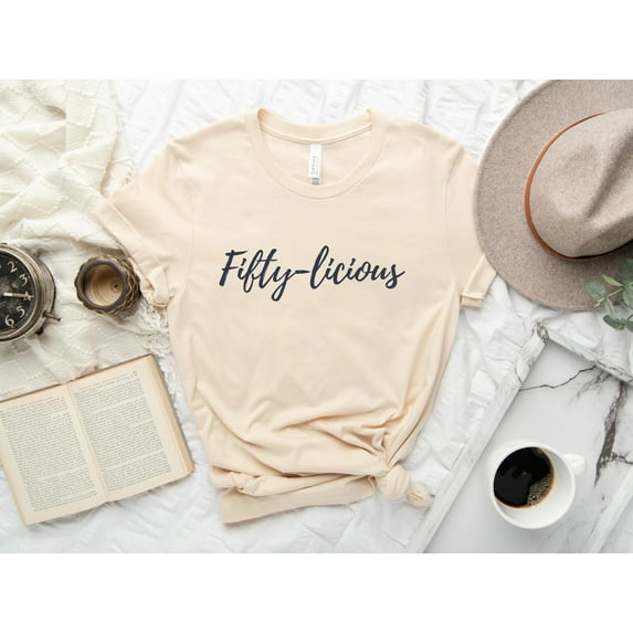 50th Birthday Woman's T-shirt, Fifty Shirt, Birthday T-Shirt, 1973 Vintage Shirt for Her, Fifty-licious