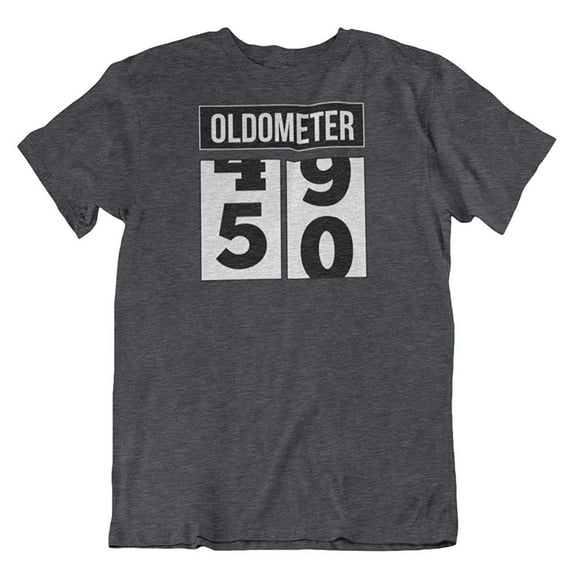 50th Birthday or Anniversary Vintage Oldometer T-Shirt Gifts for Men & Women Charcoal Grey