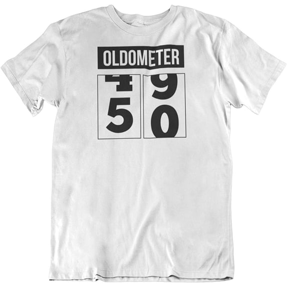 50th Birthday or Anniversary Vintage Oldometer T-Shirt Gifts for Men & Women White