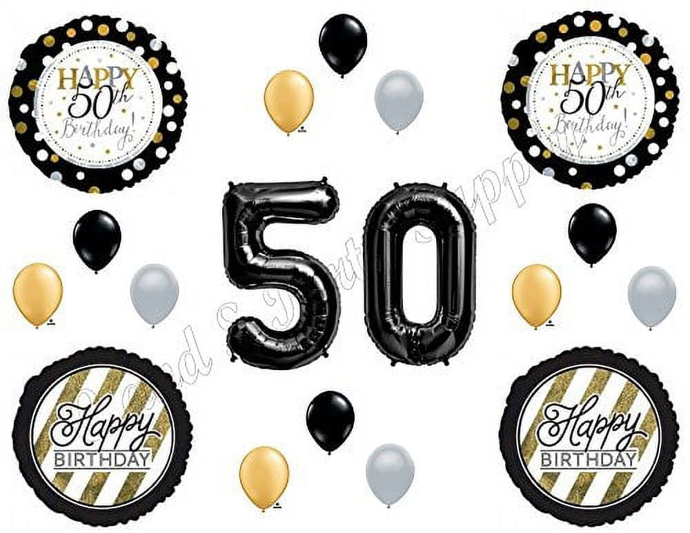 50th Fifty Happy Birthday Party Balloons Decoration Supplies Over The Hill Black
