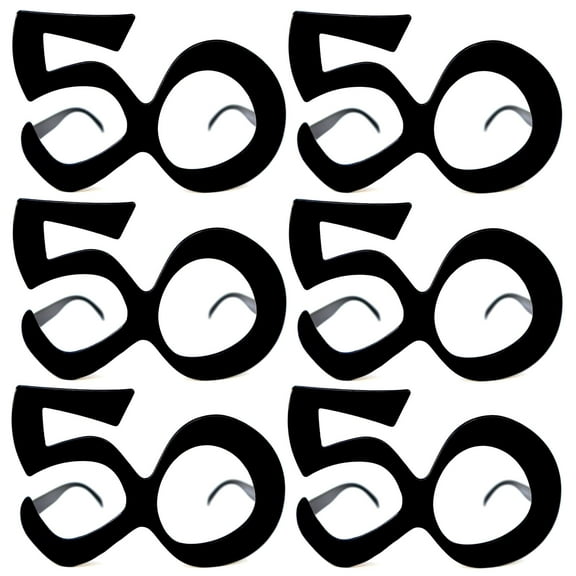 50th Glasses Birthday Anniversary Eyeglasses Black Number Frame Party Favor 50 Years 50s Theme Celebration 6 Pack Set Lot