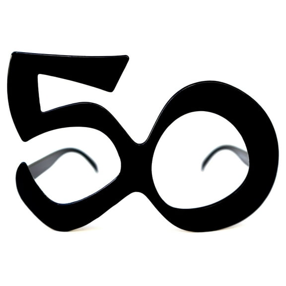50th Glasses Birthday Anniversary Eyeglasses Black Number Frame Party Favor 50 Years 50s Theme Celebration