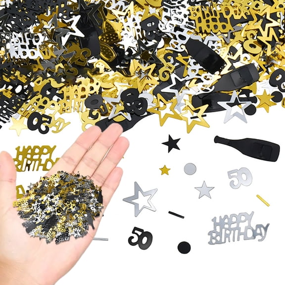50th Gold Table Confetti Bag 45g, Birthday Cake Confetti Table Confetti, Glitter Confetti Sprinkles for Birthday Party, Anniversary Wedding Anniversary Table Decoration