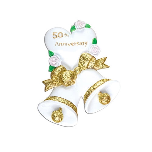 50th Golden Wedding Bells Anniversary Personalized Christmas Ornament DO-IT-YOURSELF