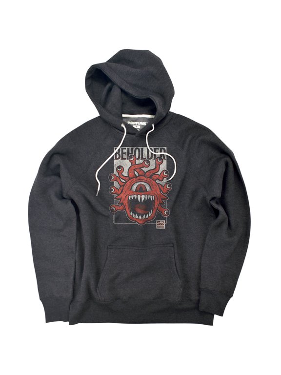 50th Vintage Beholder Unisex Adult Slim Fit Pull-Over Heather Hoodie, Charcoal, Small