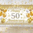 thumbnail image 1 of 50th Wedding Anniversary Banner Decorations, White Gold Happy 50 Anniversary Party Supplies, Golden 50 th wedding anniversary decorations Decor Poster Photography for Backdrop, 1 of 4