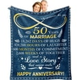 thumbnail image 1 of 50th Wedding Anniversary Blanket Gifts,Gift for 50th Wedding Anniversary,Golden 50 Years of Marriage Gifts,Best 50th Gifts Ideas for Couples,Women,Parents, Grandparents, Dad, Mom 80"x60", 1 of 6